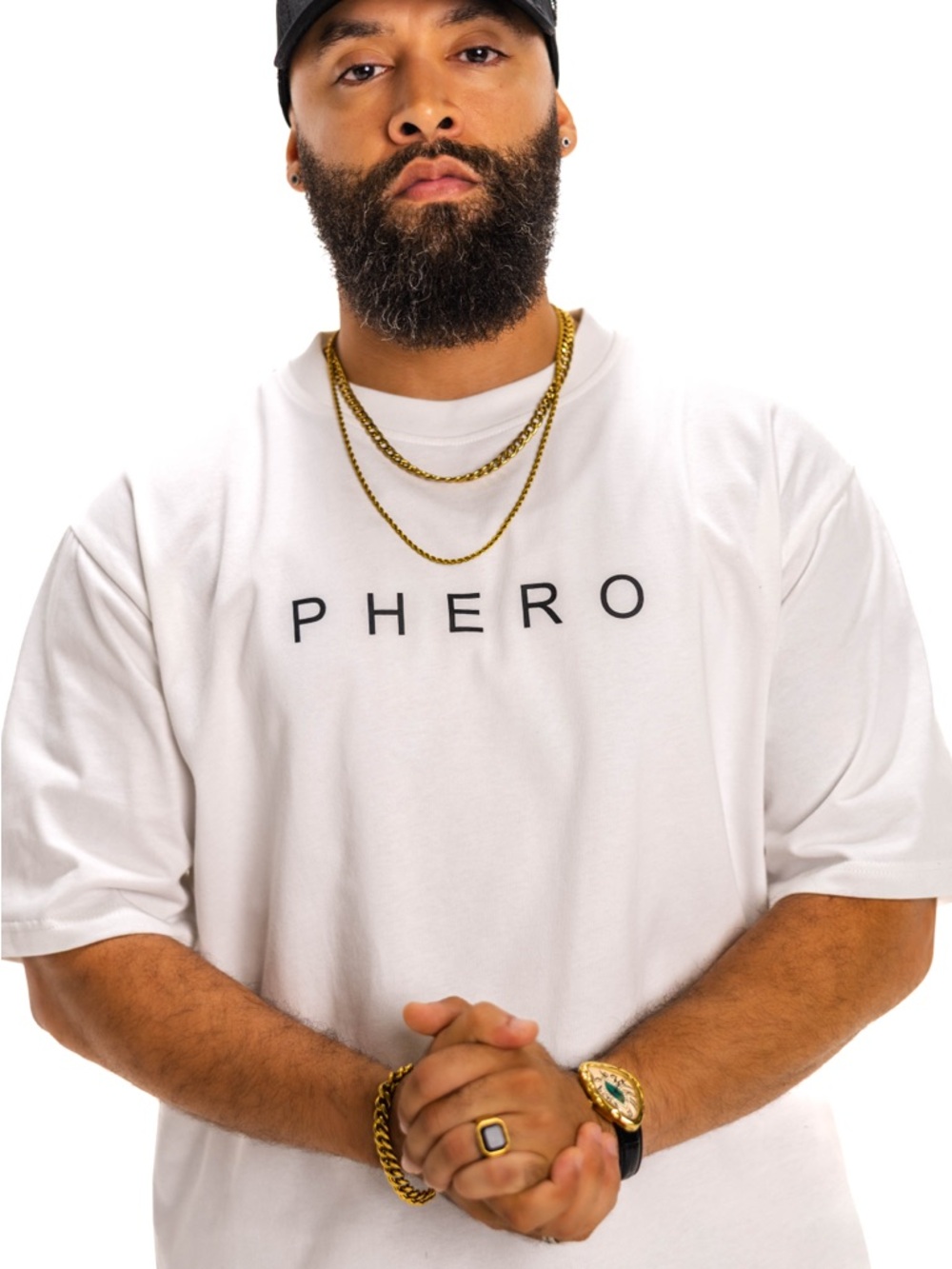 Phero White Short-Sleeve Logo Tee - Classic Crew Neck